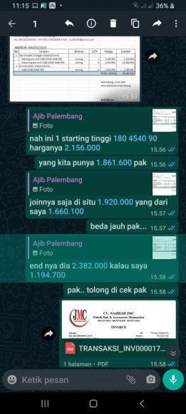Bukti chating, rak minimarket JMC jauh lebih murah