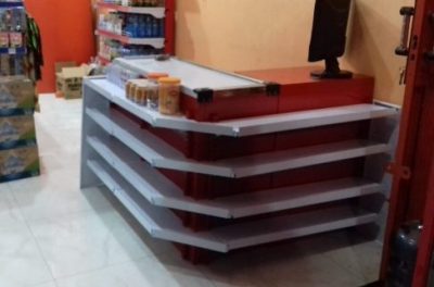 Meja Kasir Full Shelfing